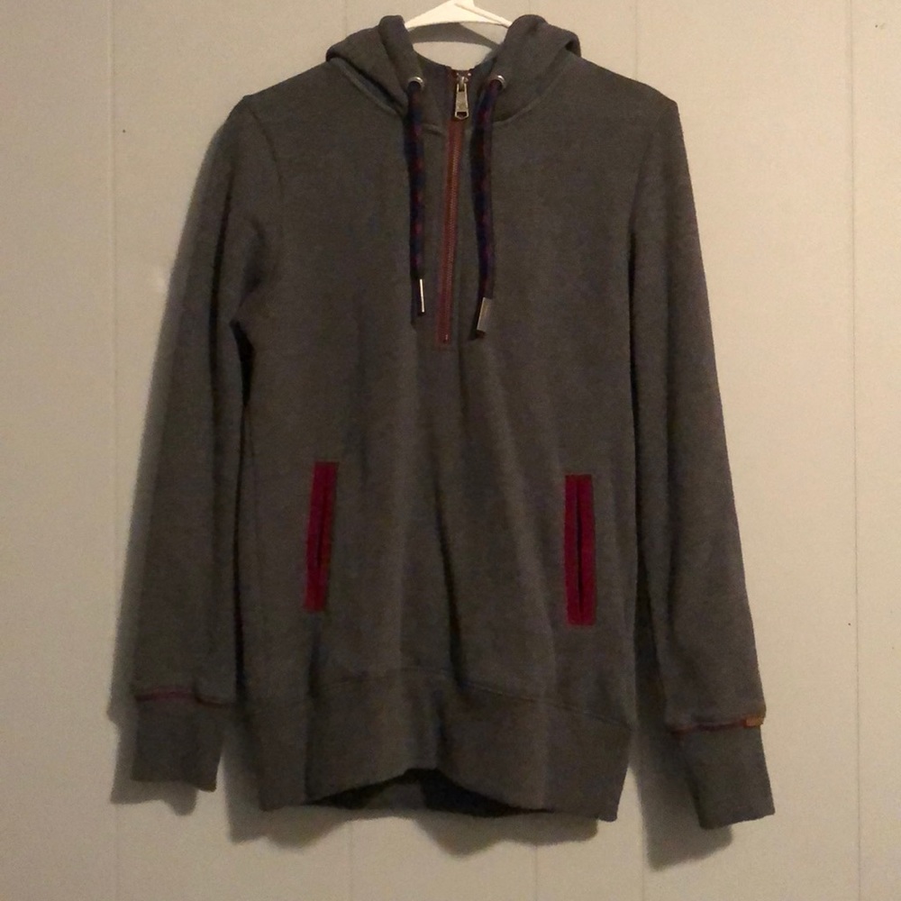 Grey unisex Dravus quarter zip up hoodie. Cozy
